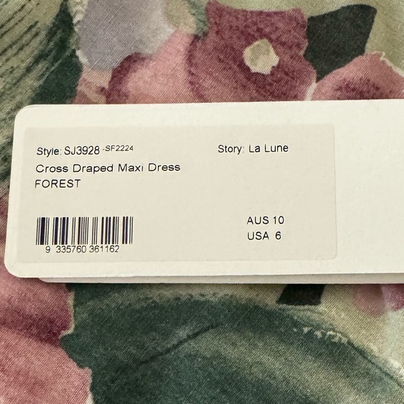 Shona Joy La Lune Cross Draped maxi dress Forest Green size 6 dress never worn - Picture 4 of 4